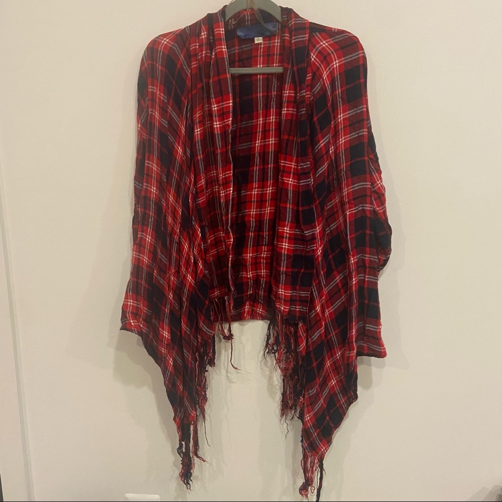 francesca’s | Plaid Fringe Cardigan